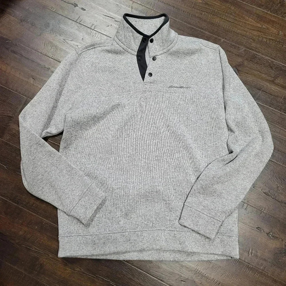 Eddie Bauer Radiator Fleece Snap-Front Pullover Gray Heather Size L - Picture 1 of 4